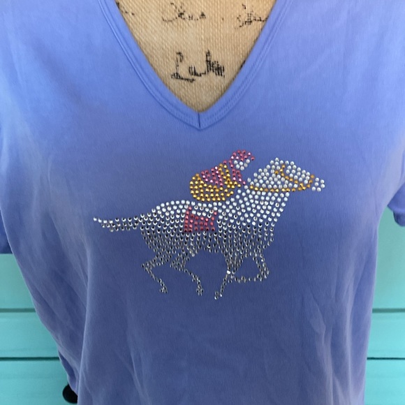 Equine Artwear Design Racehorse with Jockey Tee Shirt. Medium - Picture 2 of 7